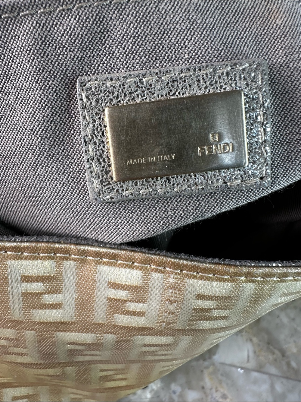 Fendi Metallic Gold Zucca Baguette Shoulder Bag with Chain Strap - Picture 12 of 12